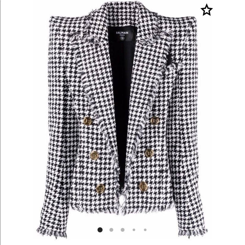 houndstooth-patterned structured-shoulder blazer
$3,150